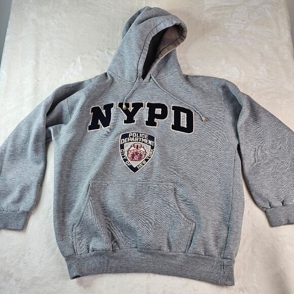 NYPD Hoodie Men’s Large Gray Made in Korea NYC Police Blue Lives New York - Picture 4 of 11